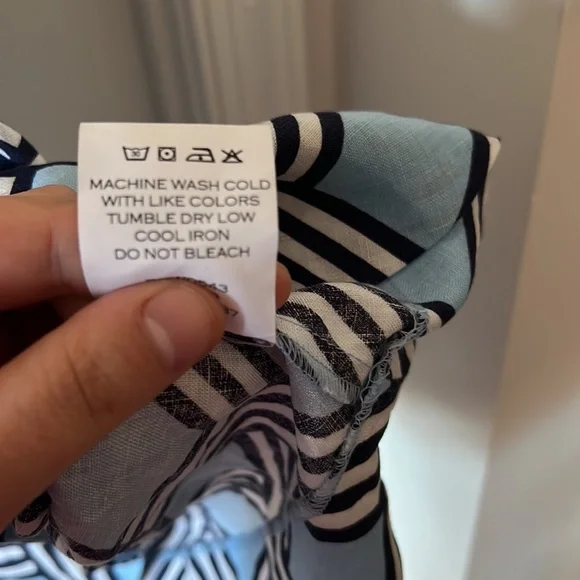 NWT Draper James lattice button down sleeveless shirt dress blue white print XL - Picture 6 of 8